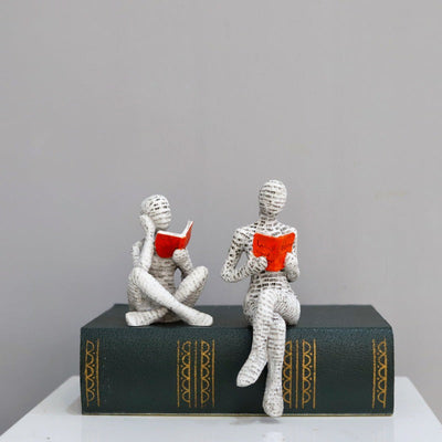 Leisure Reading Girl Resin Figurine for Home Decor