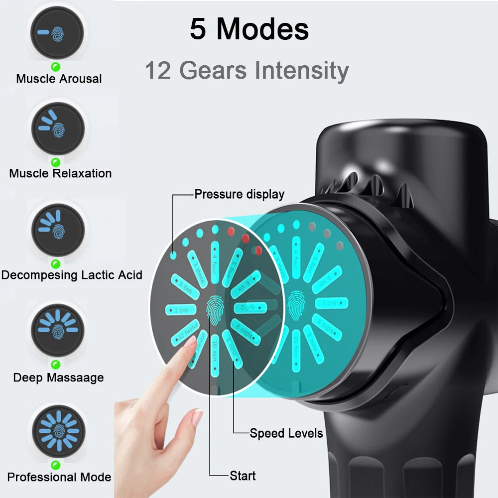 24V  Lcd Touch Adjustment 12 Gears Lcd Screen Sports Muscle Deep Tissu Fascia Mini Massage Gun With Lcd Display - Korvel