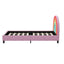 Rainbow Design Upholstered Twin Platform Bed Cute Style Princess Bed for Boys & Girls, Teens, Colorful & Pink - Korvel