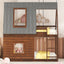 Wood Twin Size House Bunk Bed with Roof, Ladder and 2 Windows, Oak & Smoky Grey - Korvel
