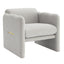 Armchair with wavy armrests, metal decorations on both sides of the armrests, made of Teddy cloth, light gray - Korvel