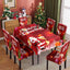 Christmas Waterproof Printed Tablecloth and Chair Cover Set