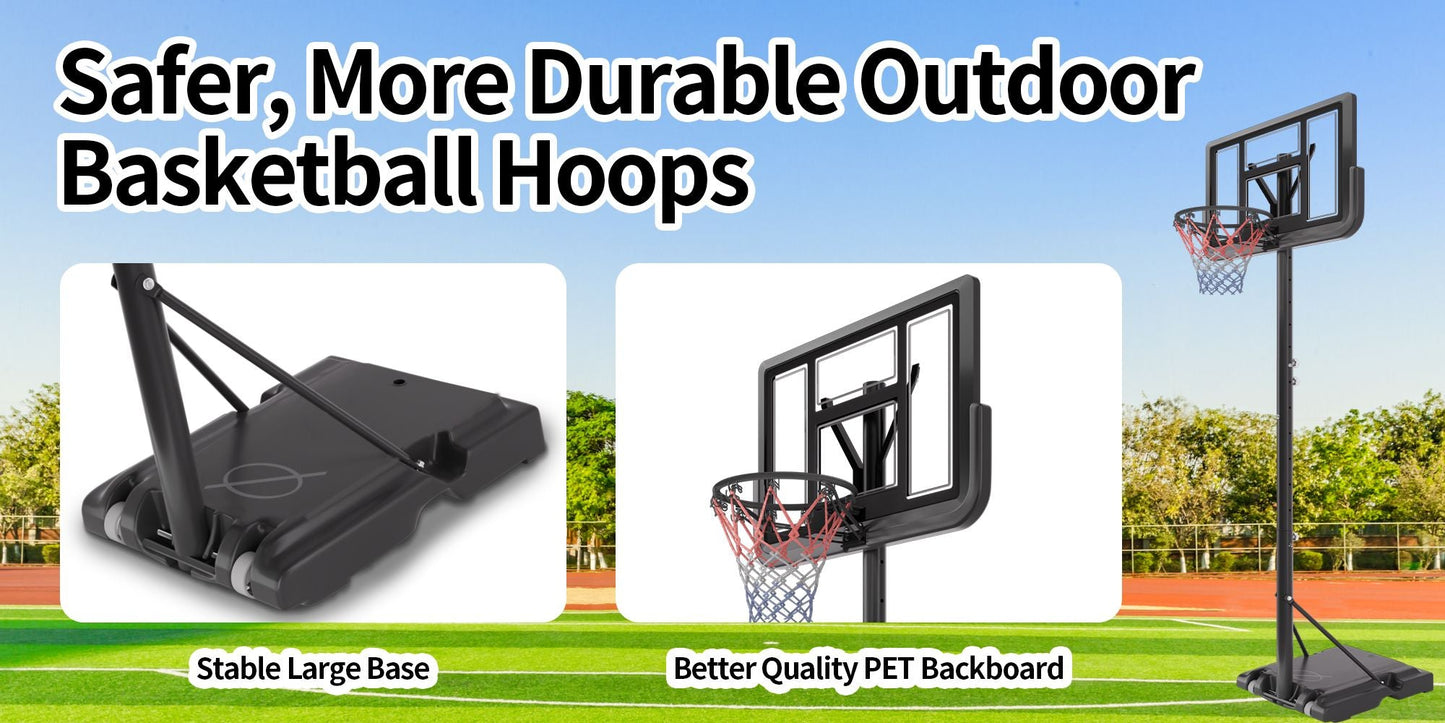 Basketball Hoop Basketball System 4.76-10ft Height Adjustable with 4 Basketball, Net Pocket, Inflator Set - Korvel