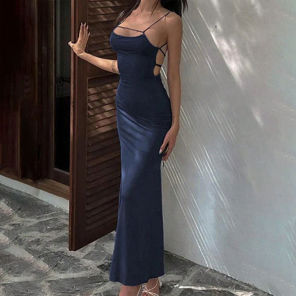 Sexy backless design dress long skirt - Korvel