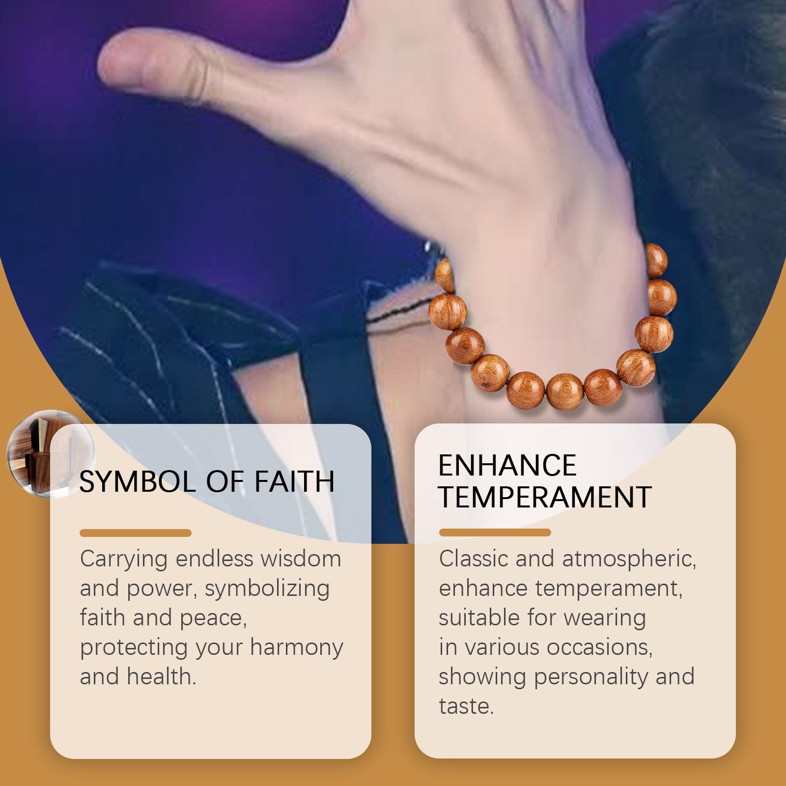 Rosewood Buddha Bead Bracelet Daily Simple Fashion Design Bracelet Personality All-In-One Beaded Bracelet - Korvel