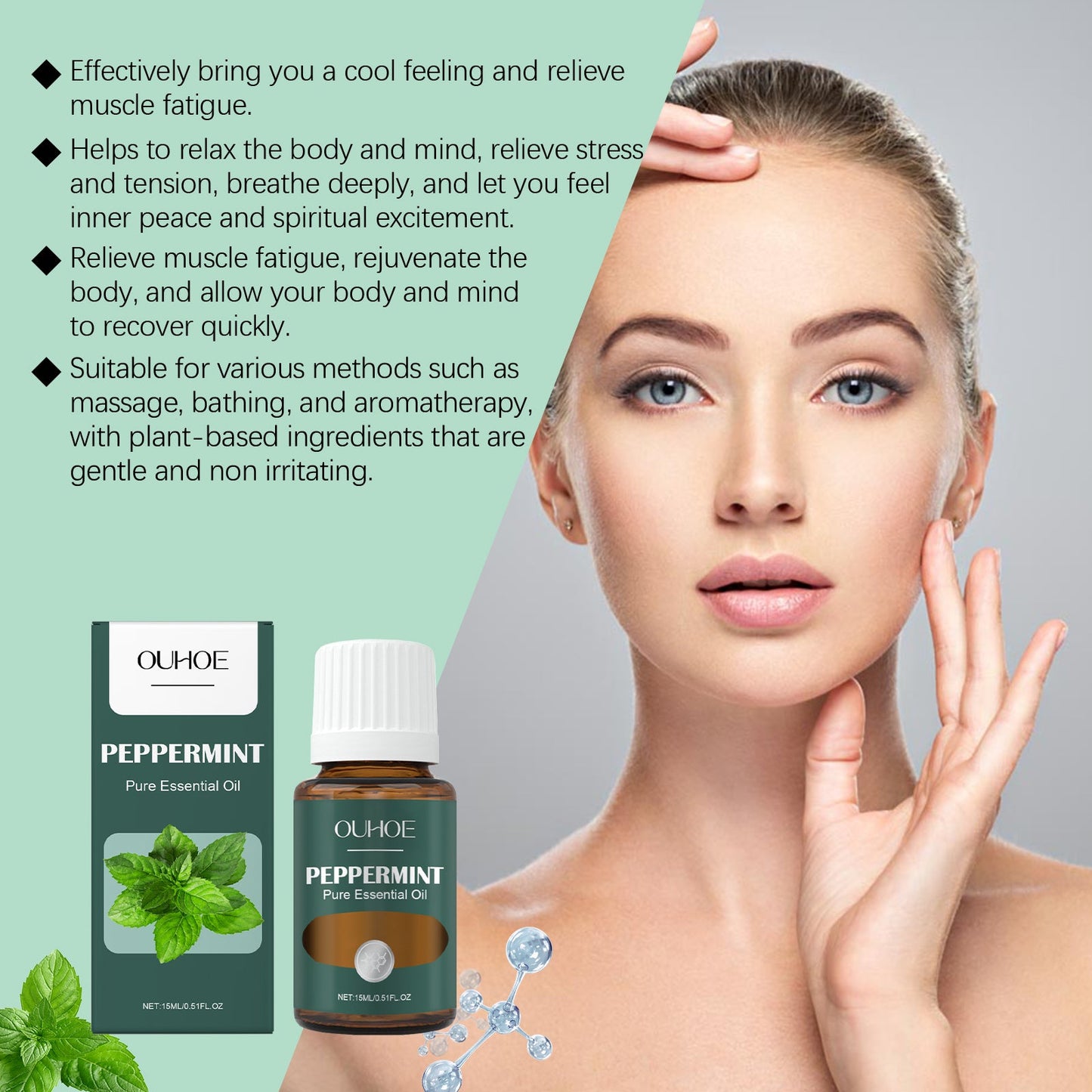 Aceite de Masaje Calmante de Menta para Relajación e Hidratación