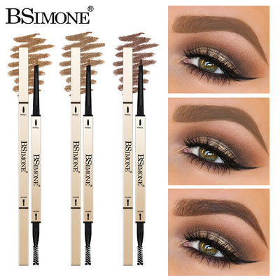 Natural Long-Lasting Waterproof Non-Fading Very Fine Three-Dimensional Not Easy To Smudge Double-Ended Small Gold Bar Eyebrow Pencil - Korvel