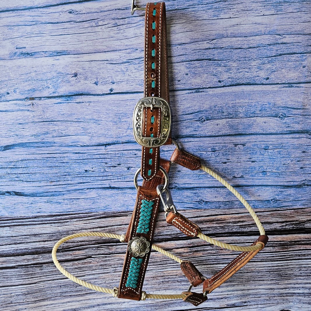 Deluxe Leather Rope Nose Halter with Tassels - Korvel