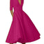 YMING Ladies 50s Vintage V Neck Cocktail Dress with Pockets - Rose 3XL