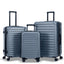 Luggage Sets New Model Expandable ABS+PC 3 Piece Sets with Spinner Wheels Lightweight TSA Lock (20/24/28), STEEL GRAY - Korvel