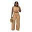 Round Neck Casual Sleeveless Sexy Top with Slim Long Pants Two-Piece Women's Set - Korvel
