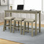 TOPMAX 4 Pieces Counter Height Table with Fabric Padded Stools,Rustic Bar Dining Set with Socket,Gray Green - Korvel