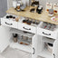 Farmhouse Buffet Cabinet Storage Sideboard with 3 Drawers and 3 Doors for Dining Living Room Kitchen Cupboard-White - Korvel