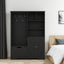 Multi-functional Hall Tree with Storage Shelves Drawers and Cabinet, Elegant Hallway Shoe Cabinet with Bench Modern Black - Korvel