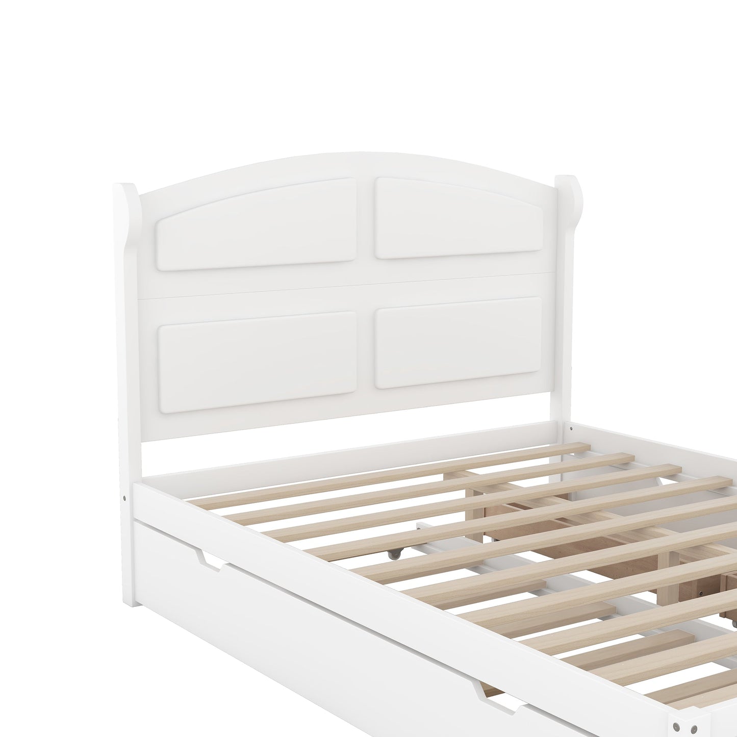 Lit plateforme queen en bois blanc élégant avec lit gigogne
