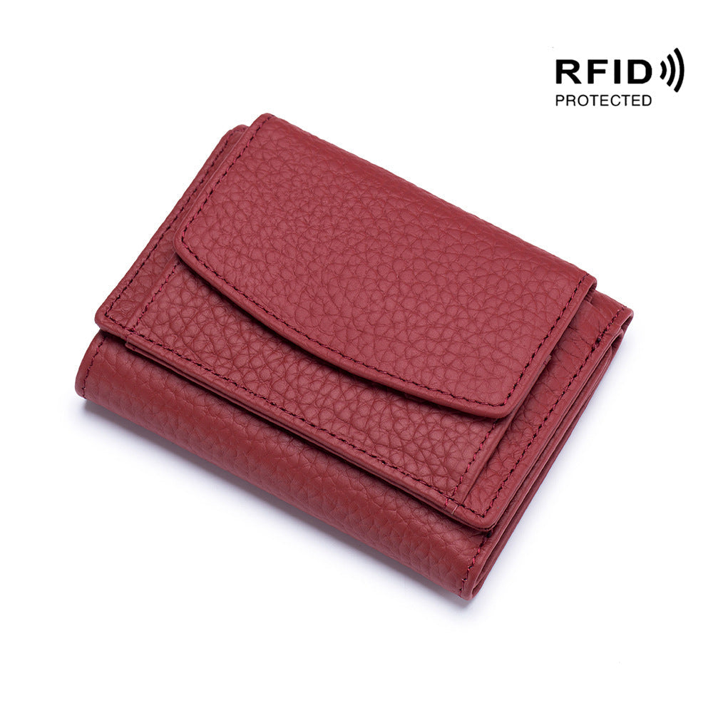 Cartera Mini de Cuero Genuino para Mujeres con Protección RFID