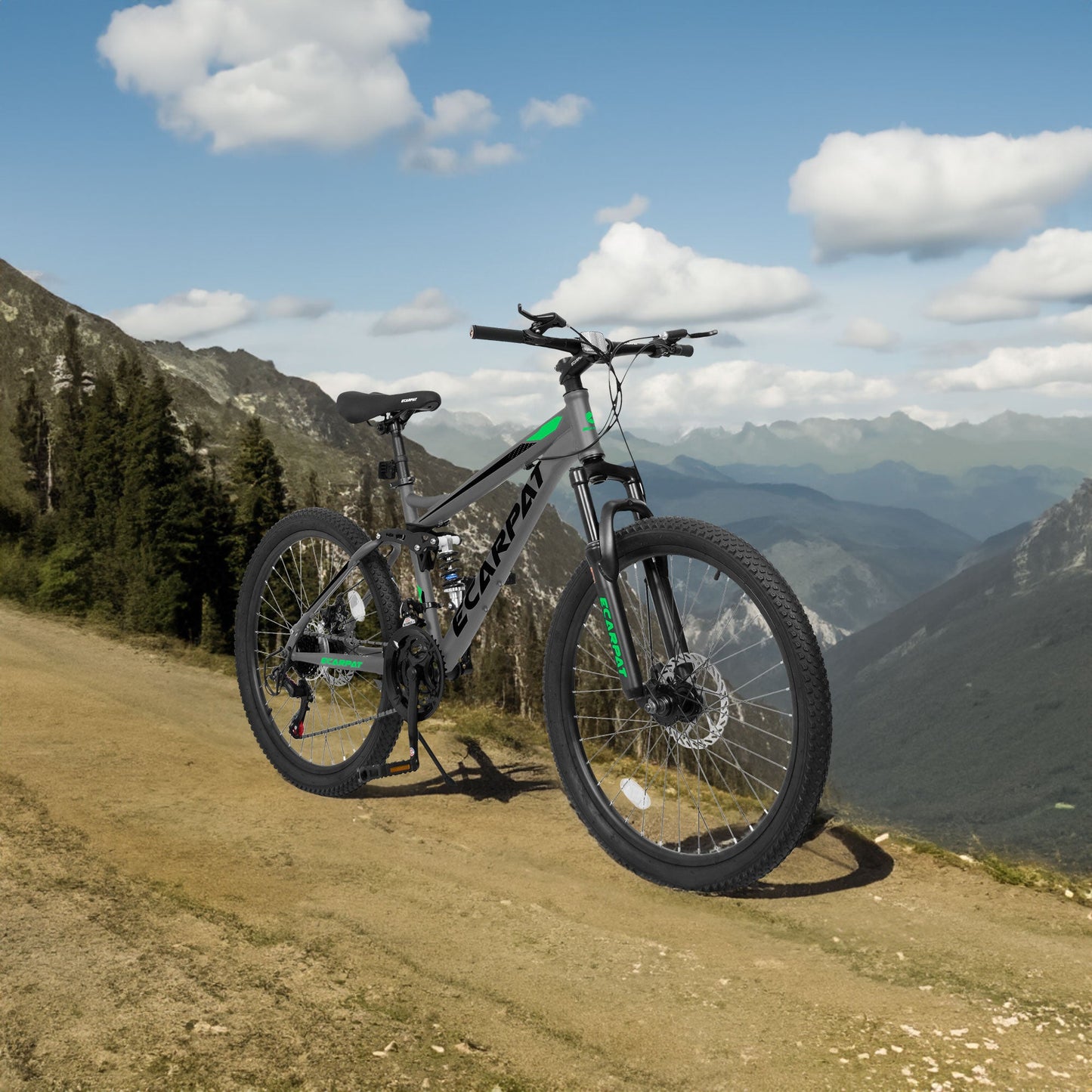 A2660 Ecarpat Mountain Bike 26 inch wheels, carbon steel frame disc brake thumb shift front fork rear shock absorber bike - Korvel