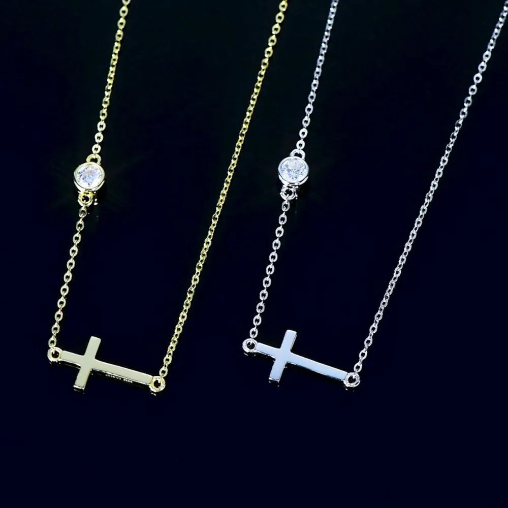 Cross 925 Sterling Silver Moissanite Necklace - Korvel
