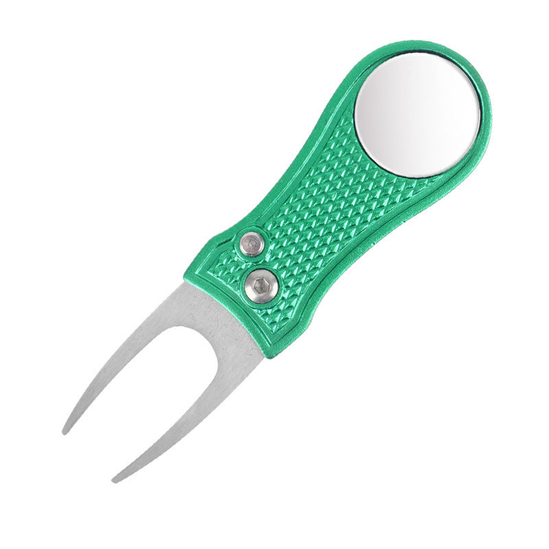Golf Green Fork Aluminum Handle Folding Spring Repair Tool Gift New - Korvel