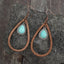 Wooden Turquoise Cutout Teardrop Earrings - Korvel