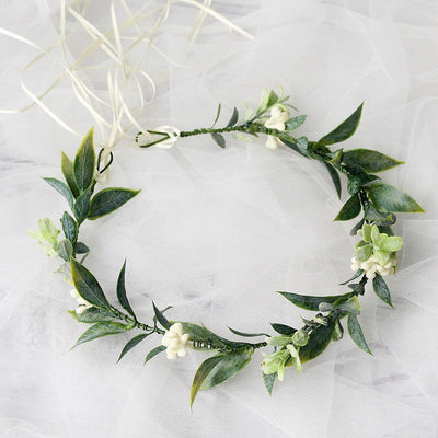 Minimalist Forest Flower Wreath Headflower Pregnant Women Spring Forest Shooting Green Plants Fresh Headwear Children's Festival Accessories - Korvel
