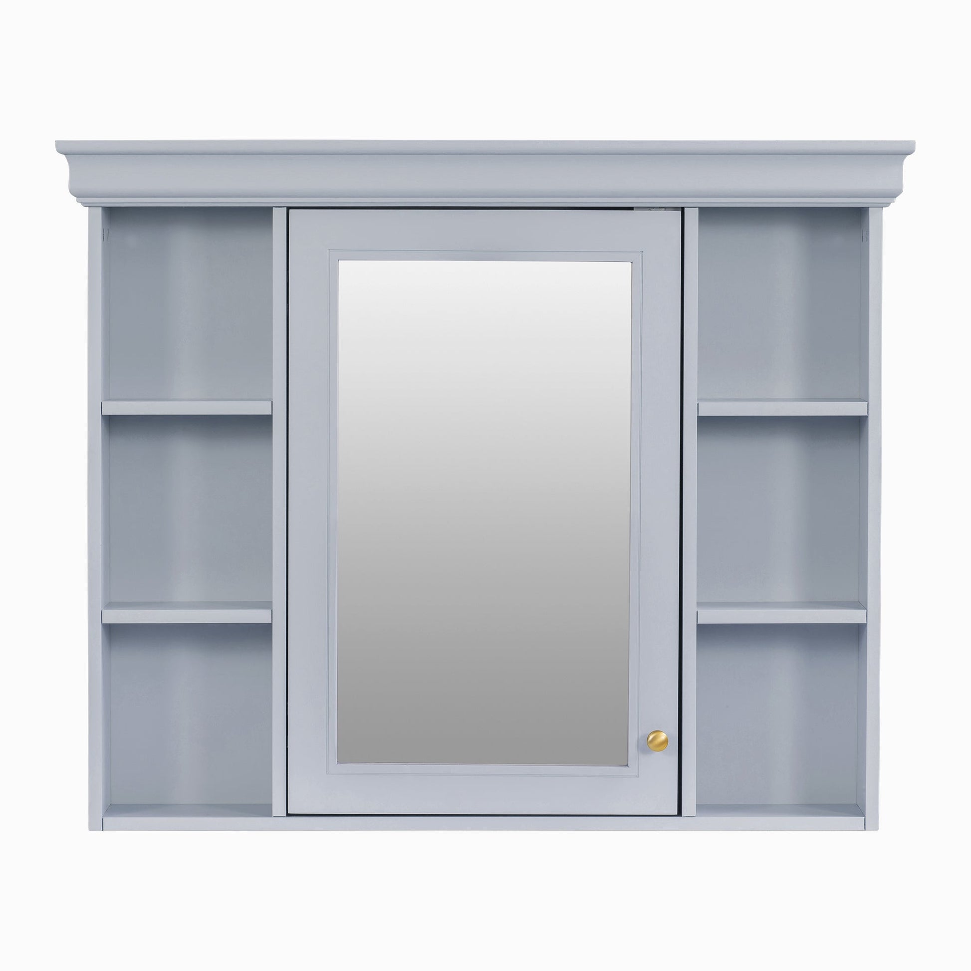 35'' x 28'' Blue Wall Mounted Bathroom Storage Cabinet with Mirror Door, Modern Bathroom Wall Cabinet with Mirror - Korvel