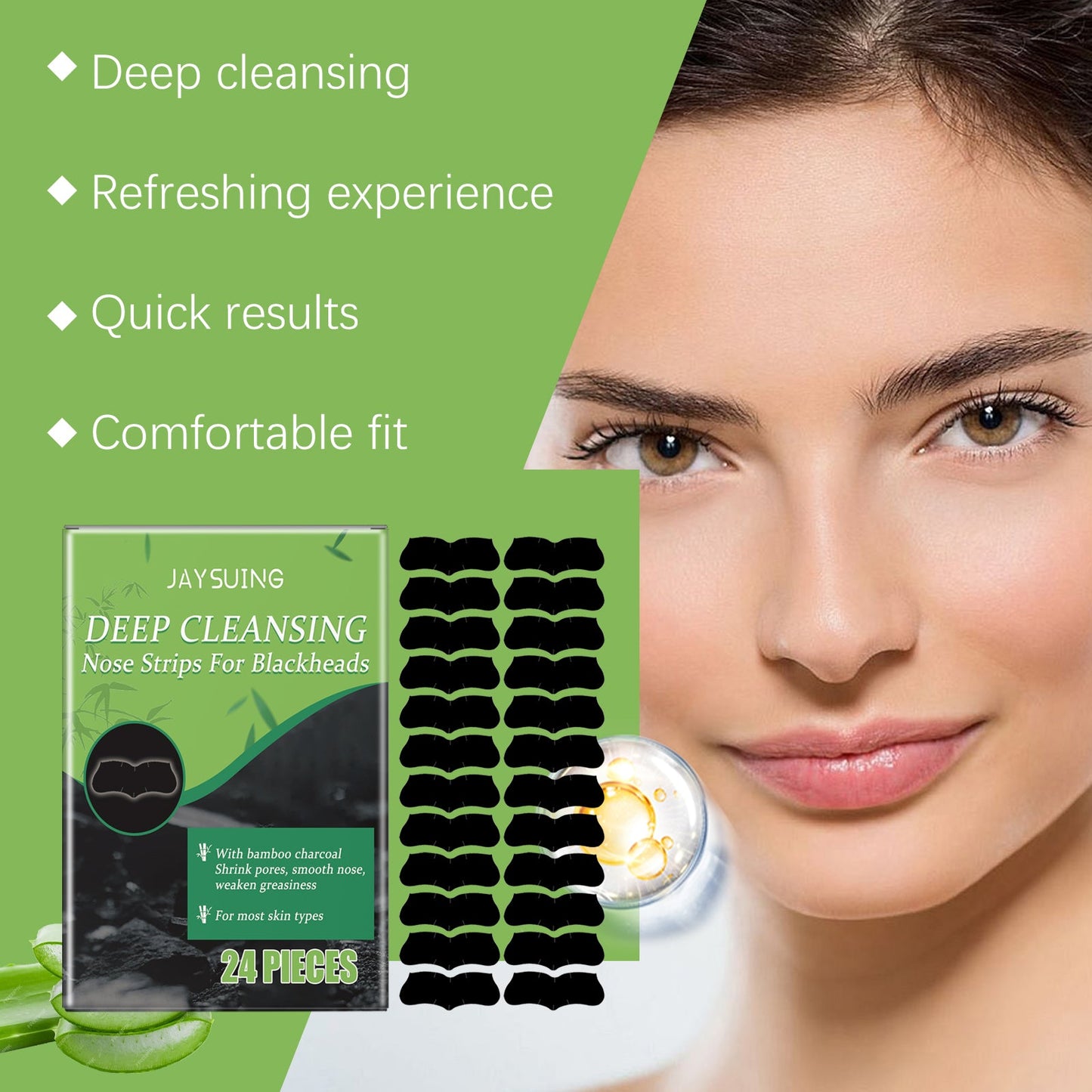 Charcoal Blackhead Pore Patch Gently Cleans Face From Blackheads And Improves Rough Pores - Korvel
