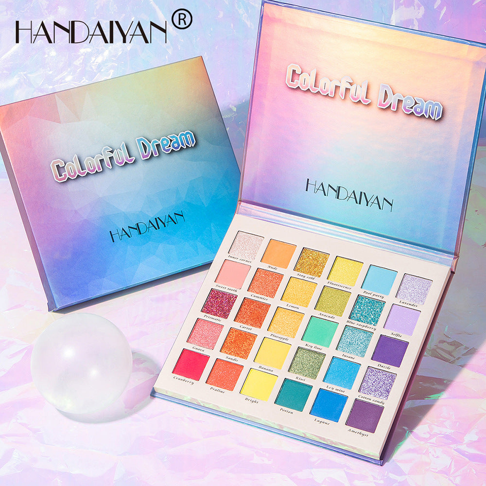 HANDAIYAN New 30 Color Pearlescent Matte Glitter Eyeshadow Palette Cross-border Makeup Fantasy Rainbow Palette - Korvel