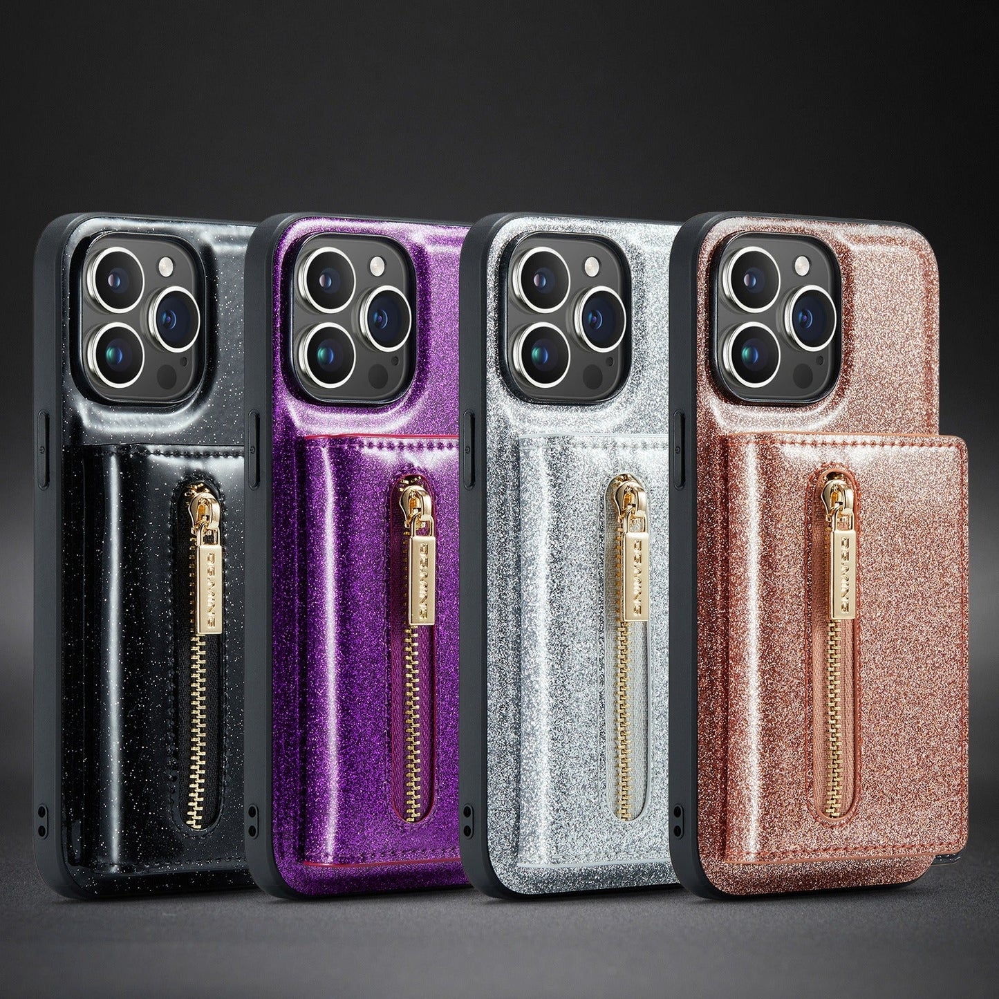 Coque de protection portefeuille M3 Glitter pour iPhone 14 Pro Max