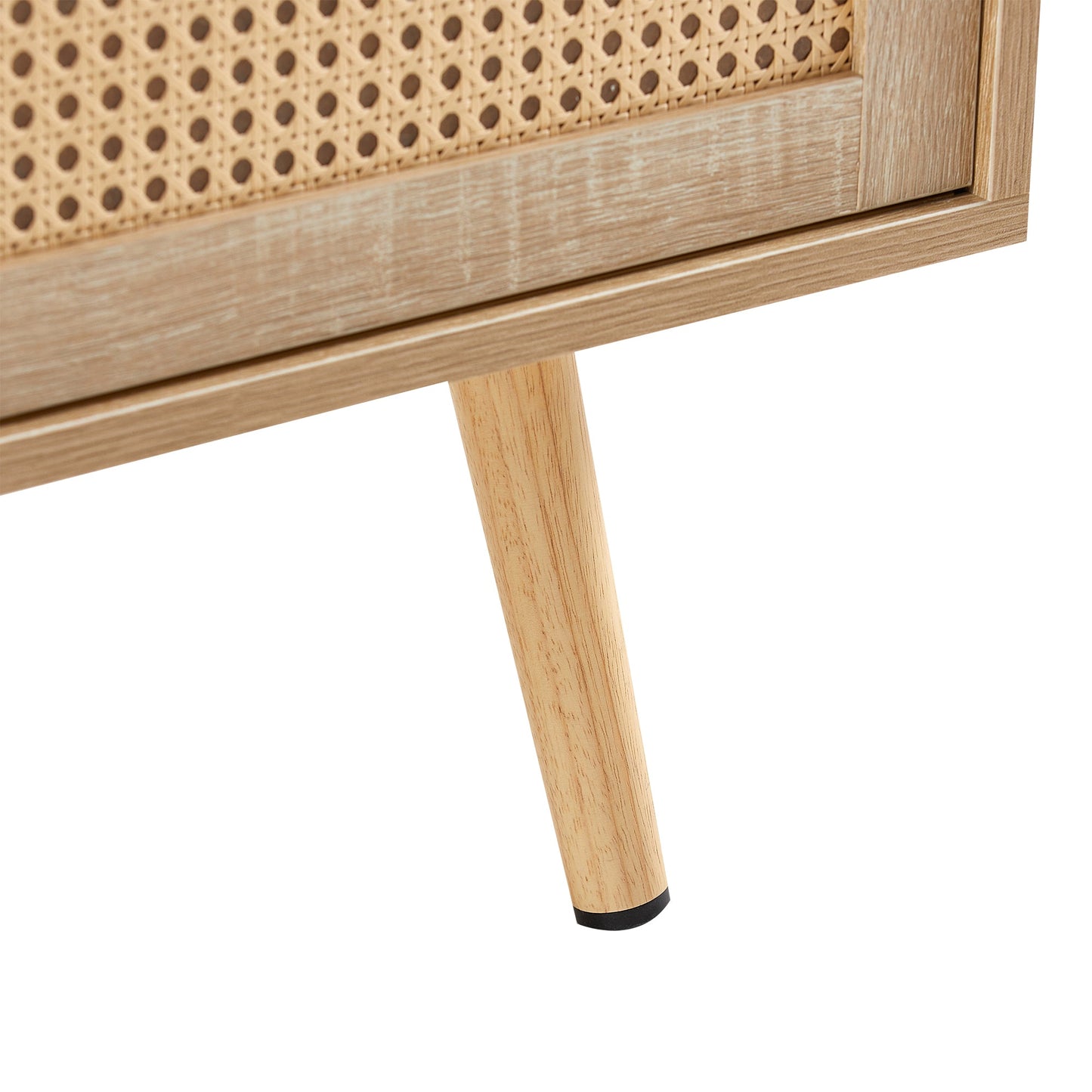 41.34" Modern Rattan Coffee Table with Sliding Door Storage