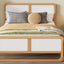 Modern Style Queen Size Solid Wood Platform Bed for Kids, Teens, Adults, No Need Box Spring, Walnut and White - Korvel