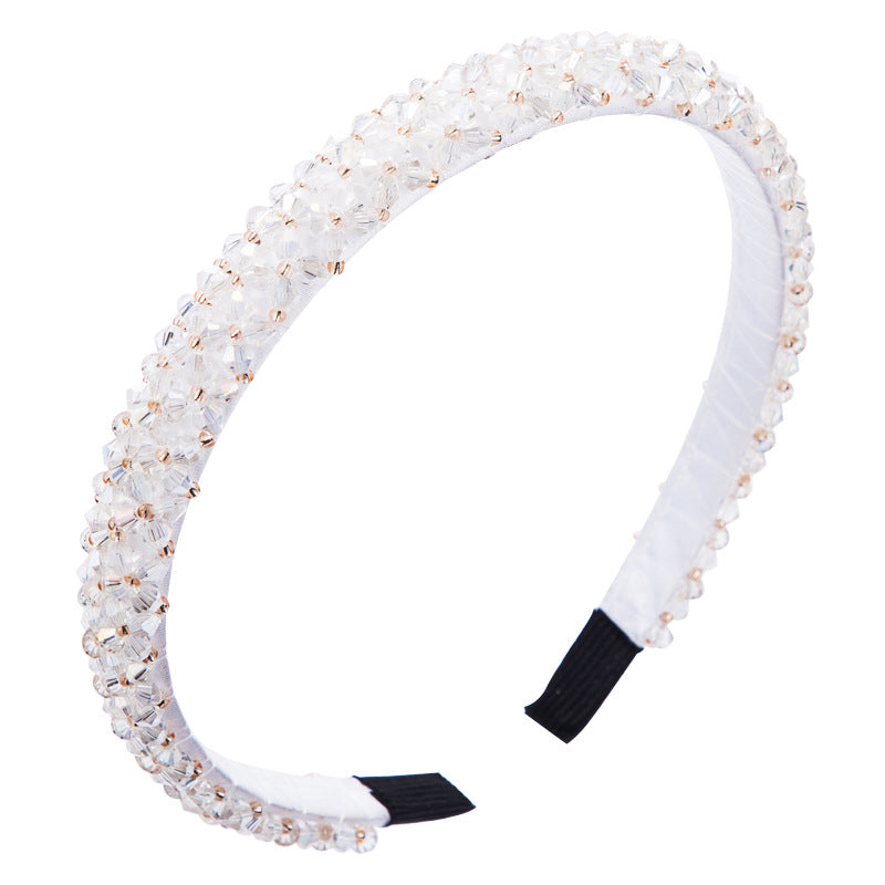Korean Style Thin Edge Crystal Headband Women's Fashion Super Flash Headband Party Press Hair Accessories - Korvel