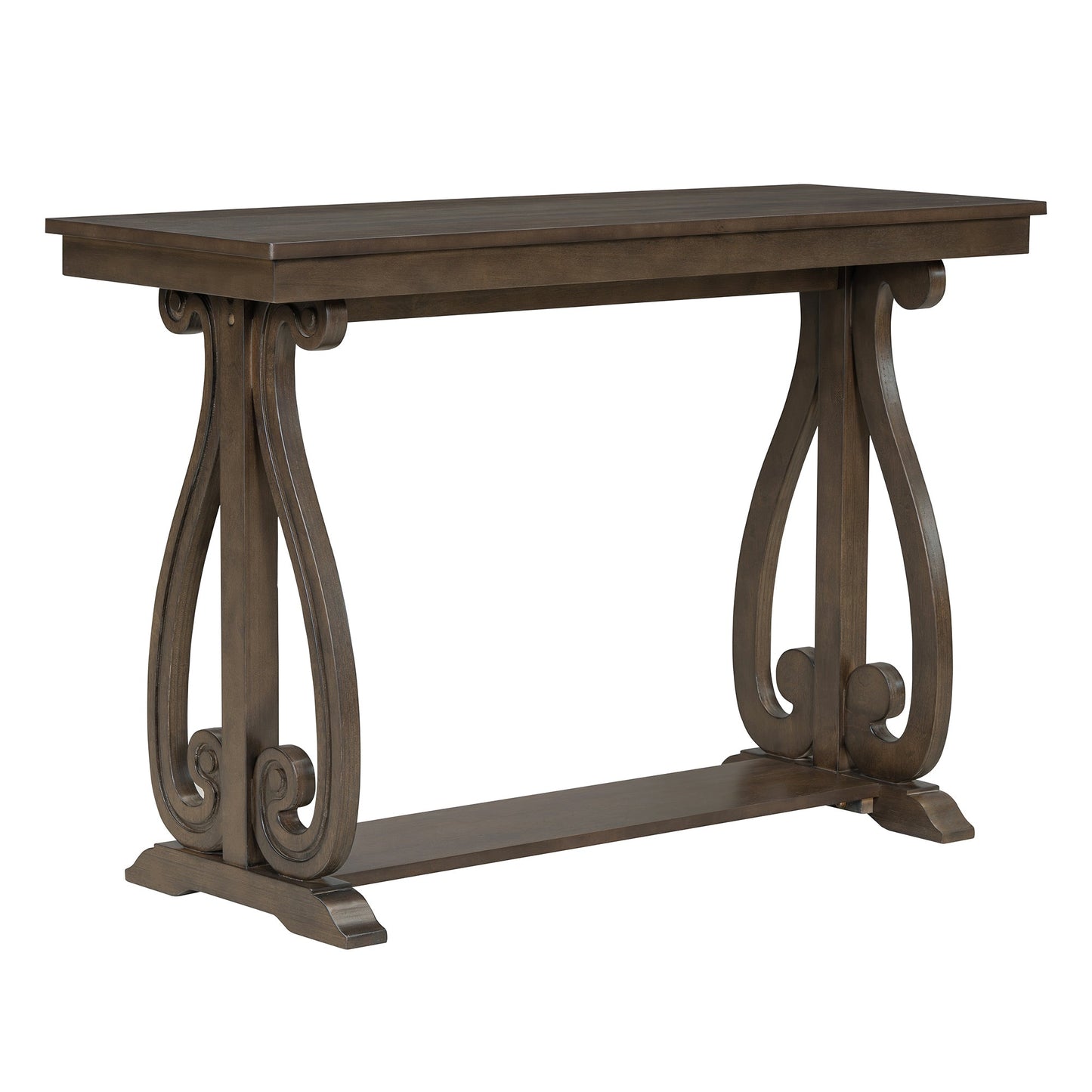 48-Inch Rustic Vintage Console Table --- Farmhouse Style Entryway Table with Open Shelf and Sturdy Construction (Walnut) - Korvel