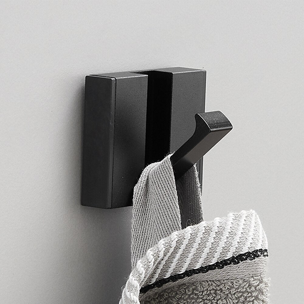 Folding Towel Hanger 2ways Installation Wall Hooks Coat Clothes Holder for Bathroom Kitchen Bedroom Hallway, Black Gold - Korvel