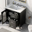 30" Bathroom Vanity with Sink, Bathroom Vanity Cabinet with Two Drawers and Door, Adjustable Shelf, Solid Wood and MDF, Black - Korvel