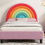 Rainbow Design Upholstered Twin Platform Bed Cute Style Princess Bed for Boys & Girls, Teens, Colorful & Pink - Korvel