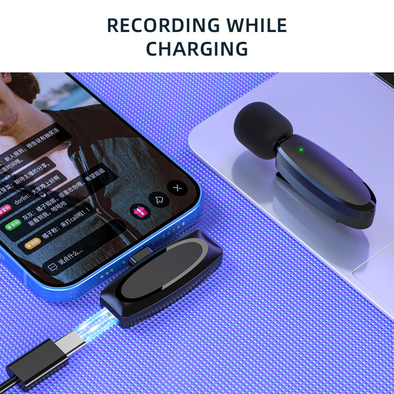 Lavalier Wireless Microphone Outdoor Live Broadcast Internet Celebrity Carry 2.4G Radio Noise Reduction Small Microphone - Korvel