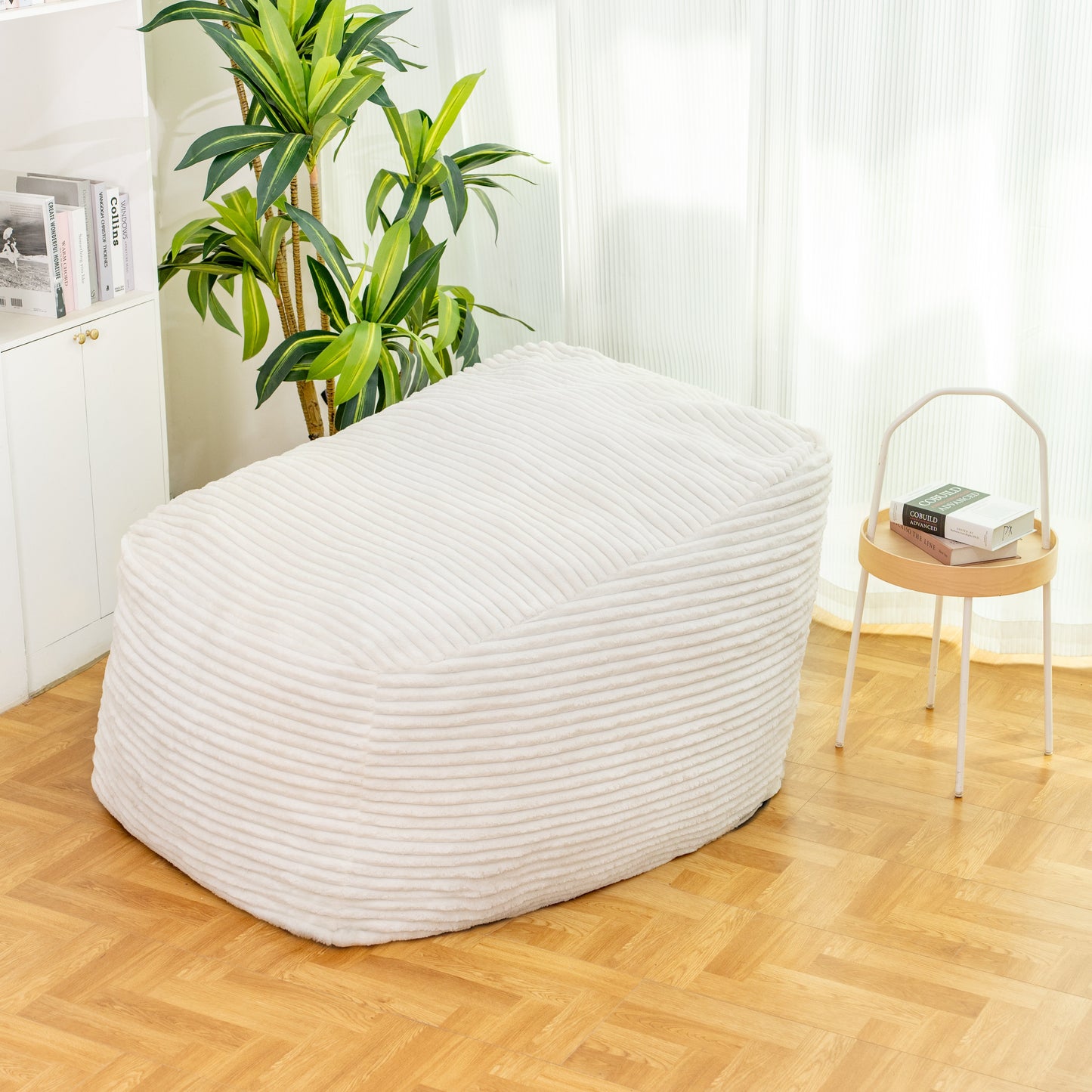 Faux Fur Classic Bean Bag Chair - White