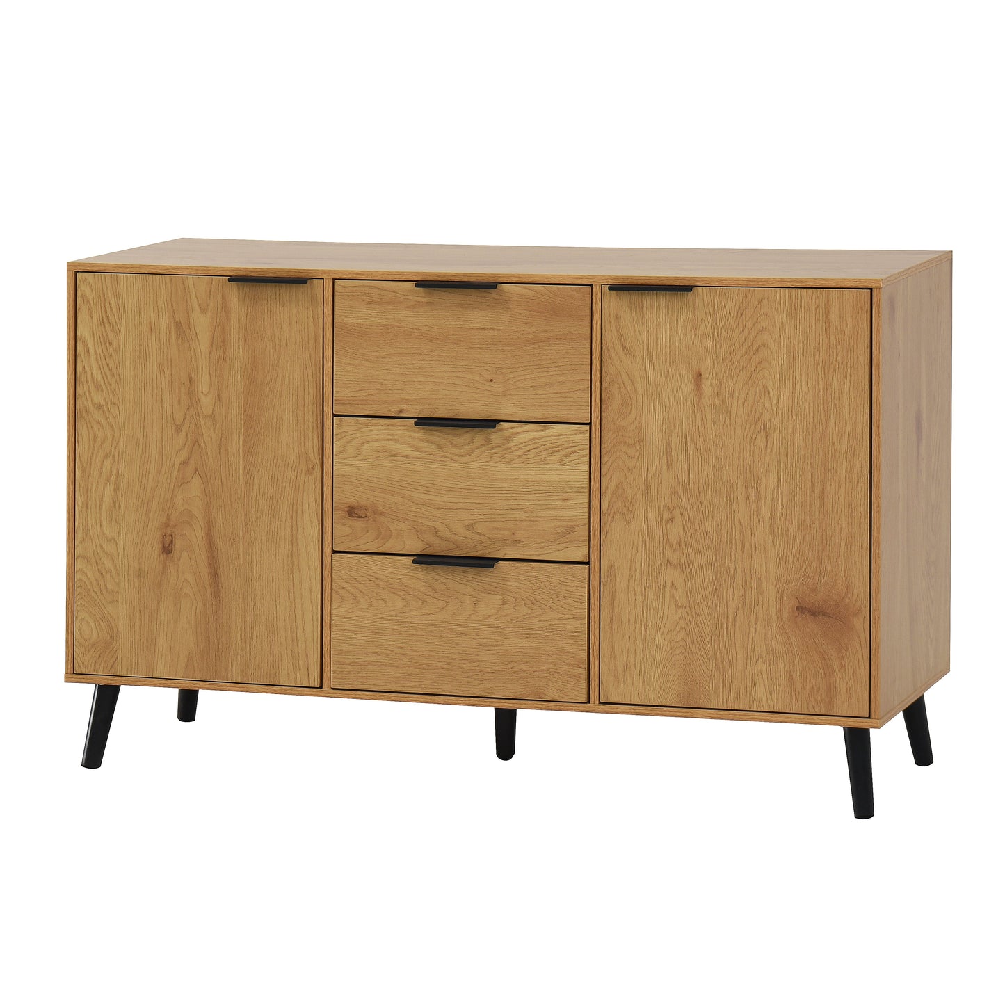 Buffet Cabinet en Bois Naturel avec Panneaux Latéraux et Rangement