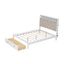 Wood Full Size Platform Bed with Upholstered Headboard and LED and 2 Drawers, Antique White - Korvel