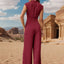 Ruched Mock Neck Sleeveless Jumpsuit - Korvel