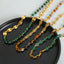 Collier en Chaîne de Perles d'Agate Élégant en Acier Titane Plaqué Or