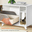 Litter Box Enclosure,Modern Hidden Cat Litter Box Enclosure Furniture with Scratching Pad for Living Room, White + vintage - Korvel