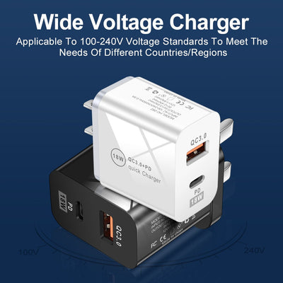 QC3.0 Fast Charging PD Charger USB-A+Type-C Dual Port Charging Head - Korvel