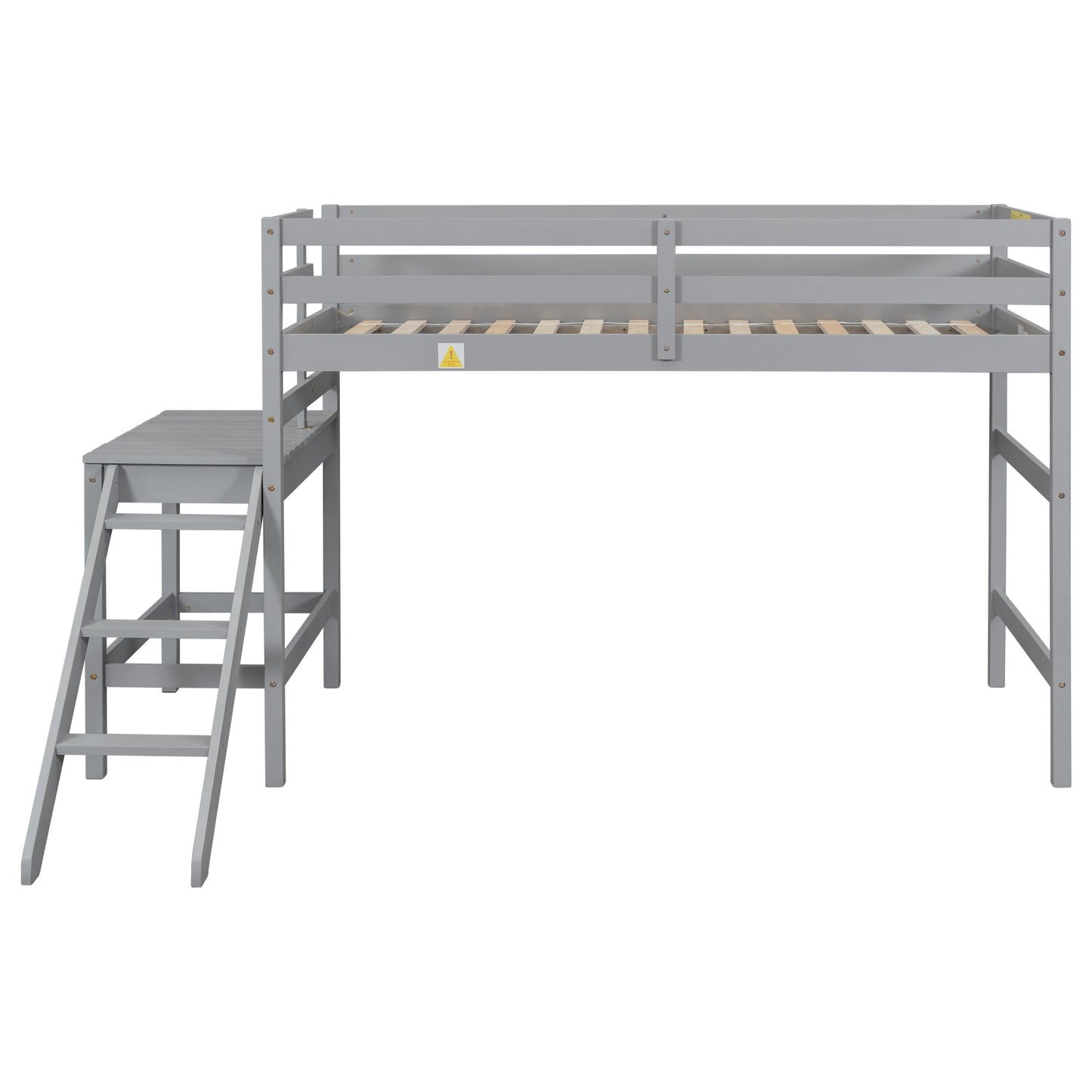 Premium Twin Loft Bed with Platform and Ladder in Grey