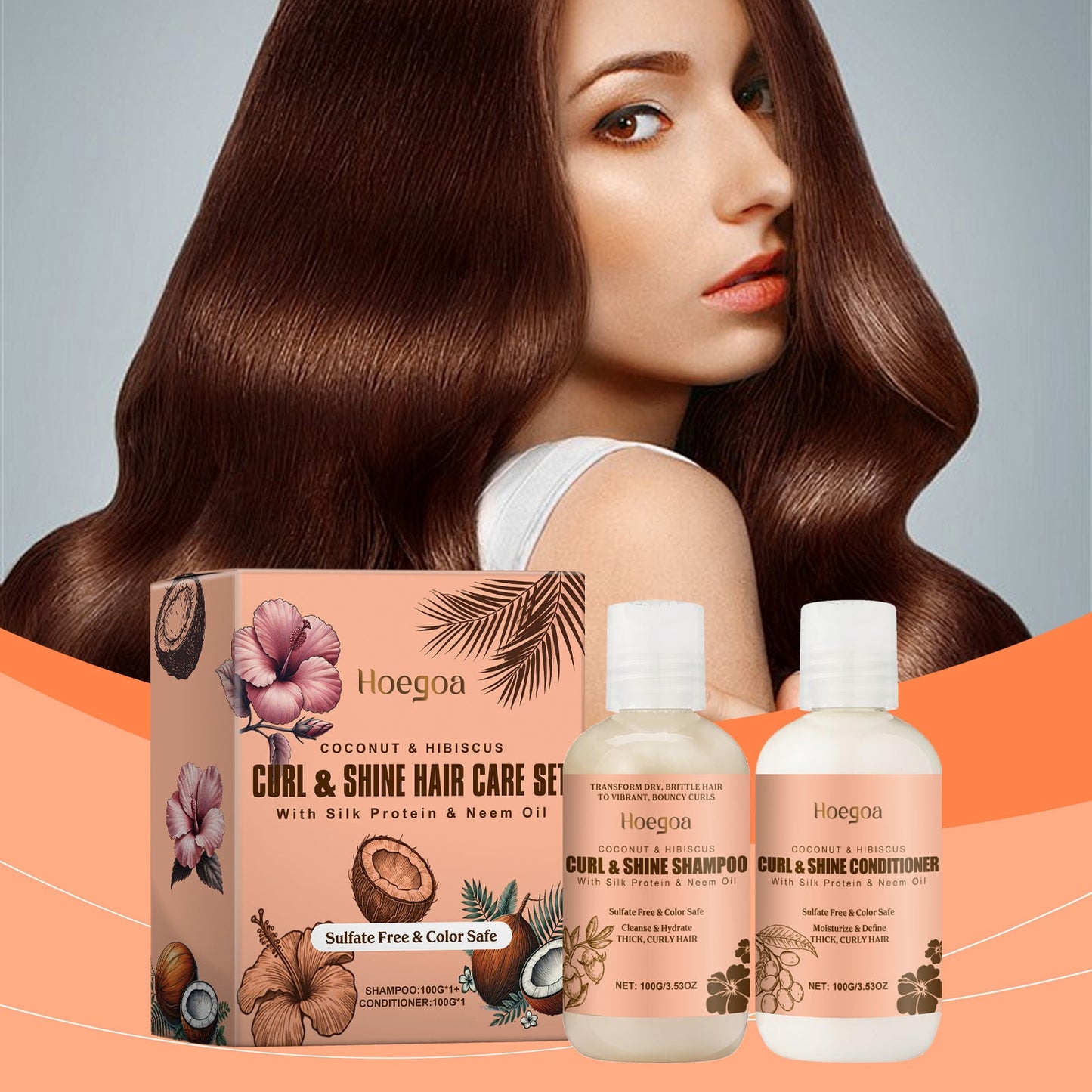 Coconut Moisturizing Shampoo Set Clean And Moisturizing Hair Care Curls Elastic Shape Volumizing Shampoo - Korvel