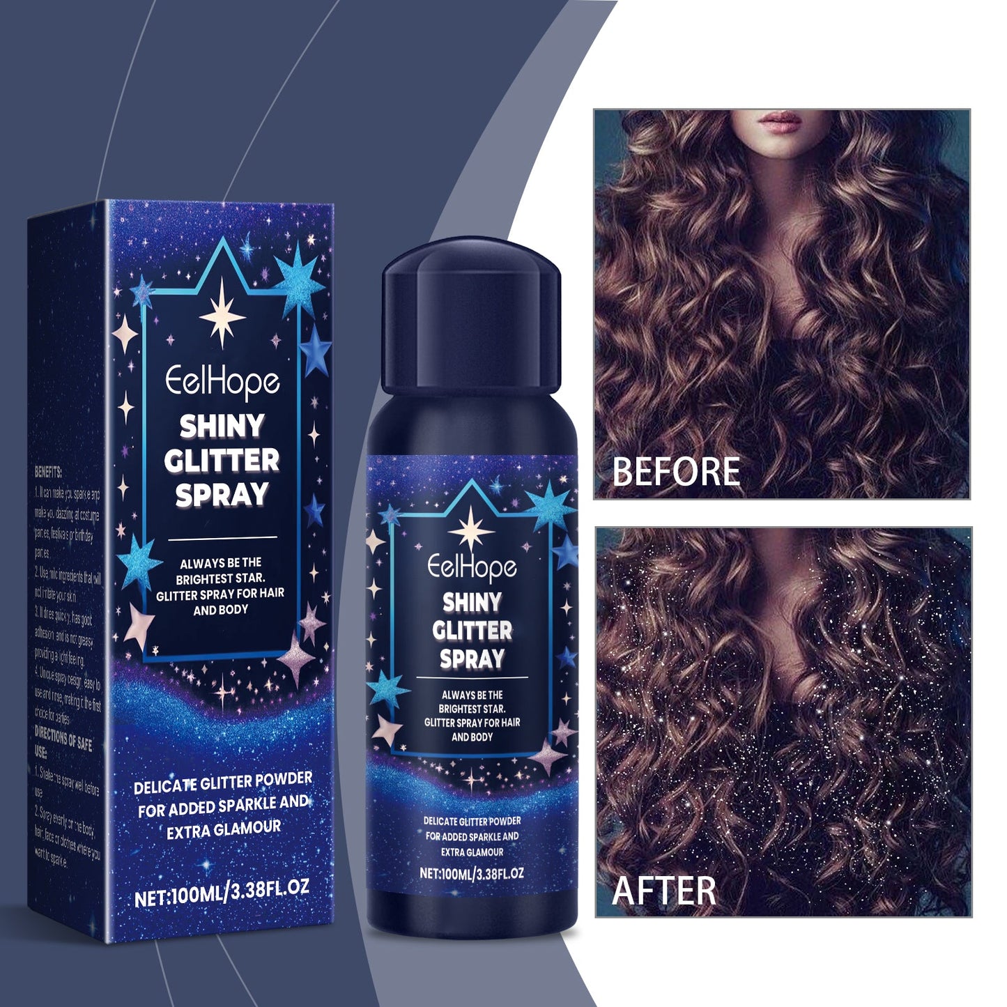Body Glitter Spray, Facial Collarbone Hair Highlighter Spray To Brighten Glitter Ball Festive Carniva - Korvel