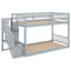 Twin over Twin Floor Bunk Bed, Ladder with Storage  Gray - Korvel