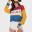 Contrast Dropped Shoulder Long Sleeve Sweater - Korvel