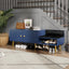 Modern Navy Shoe Storage Bench with Hidden Storage & Cushions